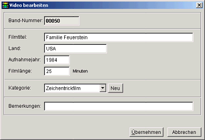 Erfassung eines Filmes